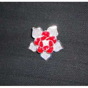  Red flower hijab pin 
