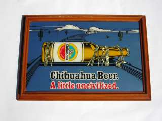 Vintage Chihuahua Beer Bar Mirror 21x15 Sign Light  