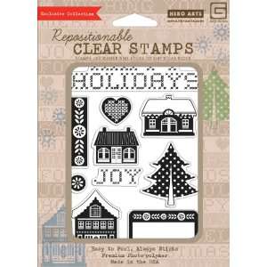 com Hero Arts Rubber Stamps Nordic Holiday Happy Holidays Clear Stamp 