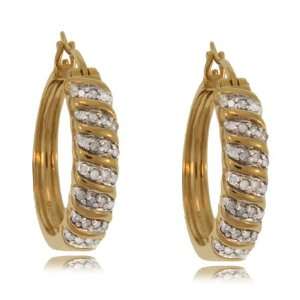    Diamond Huggie Earrings Vermeil Ladies S Bar Hoops New Jewelry