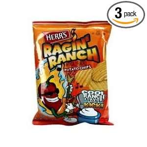 Herrs Ragin Ranch Rippled Potato Chips, 8oz Bag (Pack of 3)   Cool 