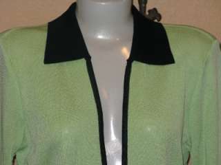 NWT MING WANG Lime Green Black Fine Gauge Knit Jacket S  