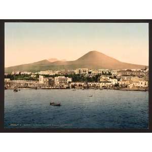  Photochrom Reprint of Mount Vesuvius, with Torre de Creco 