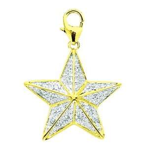  14K Gold 1/10ct HIJ Diamond Star Spring Ring Charm Arts 