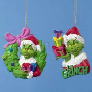 3.5 GRINCH BLOW MOLD ORNAMENT SET OF 2   Christmas 