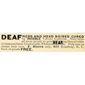   Cushion F Hiscox Deaf Cures   Original Print Ad