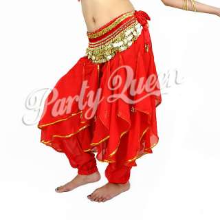 11 Color New Latin BELLY DANCE Golden Trim Ruffle Pants  