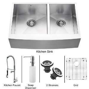 Vigo VG15090 Stainless Steel Kitchen Sink and Faucet Combos Double 