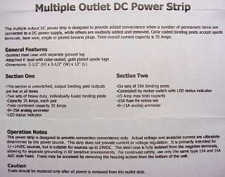 Multiple DC Outlet Power Strip with 15 & 35 Amp Meters  