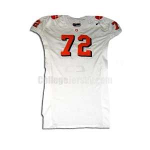  White No. 72 Game Used Clemson Nike Football Jersey 