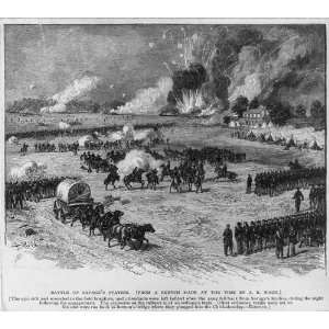   Savages Station,troops in formation,horse drawn wagon,explosion,1862