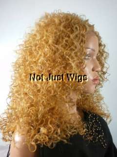 LACE FRONT BLOND EAR 2 EAR SYNTHETIC WIG HANDSEWN CURLY  