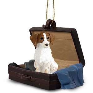  Brown/White Brittany Traveling Companion Dog Ornament 
