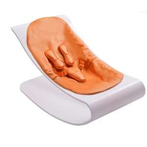   Beach House White Stylewood Baby Lounger with Harvest Orange Seat Pad