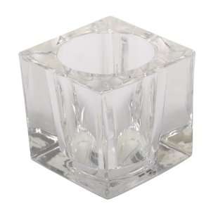Housewares International Cube Shaped Clear Glass Taper Candle Holder 
