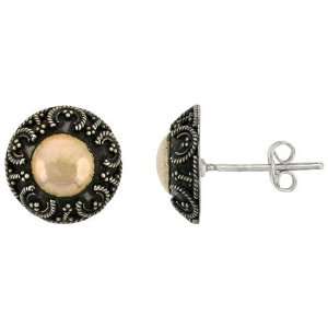   Stud Earrings, Accented w/ Real 18k Gold, 1/2 (12mm) tall Jewelry