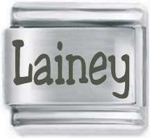 Italian Charm 9mm laser Print Font Name Word Lainey  