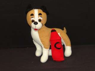 CUTE BOXER DOG READY TO PEE ON FIRE HYDRANT PLUSH STUFFED ANIMAL PUPPY 
