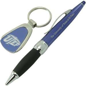  NCAA UTEP Miners Light Blue Brass Pen & Keychain Set