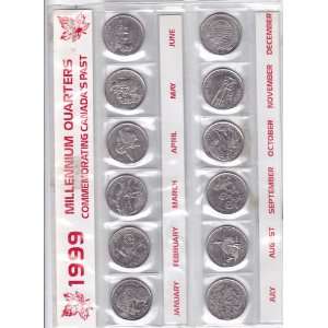  1999 Canadian Millennium Quarters    12 Uncirculated Coins 