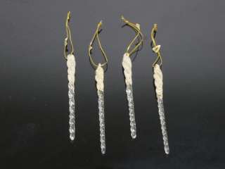 GLASS CLEAR ICICLES WITH PLATINUM GLITTER 12PC  
