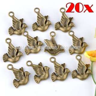 20X Vintage Bronze Peace Dove Charms Findings For Beads Pendant 