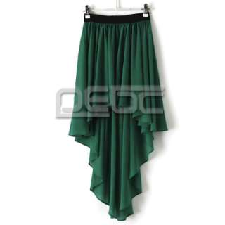   Women Girls Chiffon Pleated Elastic Waistband Long Maxi Skirt  