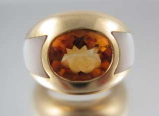 DESIGNER Mauboussin Citrine MOP Aloha 18KT Gold Ring  