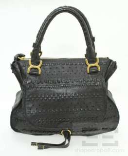 Chloe Black Perforated & Woven Leather Marcie Bag  