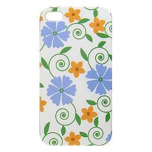 Gino Blue Brown Flower Print Hard IMD Back Case Cover for iPhone 4 4S 