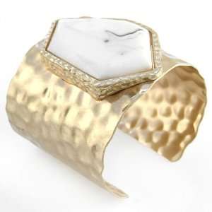   Irregular Shaped Imitation Marble Accent Wide Cuff Bracelet Jewelry