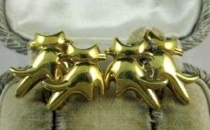 VICTORIAN MAPPIN & WEBB CAT CLIP GOLD/SILVER EARRINGS*  