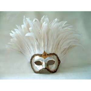  Si Lucia Masquerade Incas White Feathers Carnival Mask 