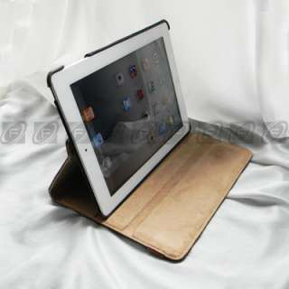 The New iPad 3 Smart Magnetic Leather Rotating Case Cover 360 Degree 