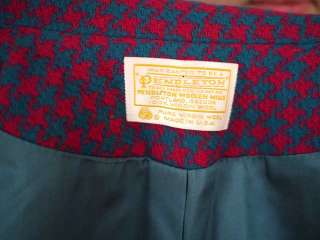 Vtg 80s Pendleton Houndstooth Wool Blazer Skirt Suit 10  