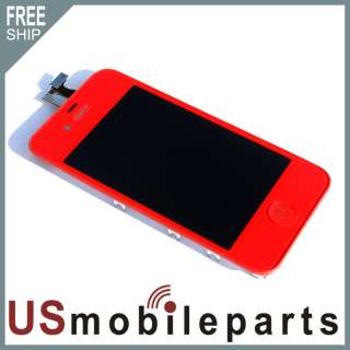 Red iphone 4 Front LCD Display Screen + Touch Digitizer Assembly Home 