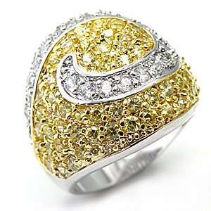  Inverse Plated Brass Ring with Topaz colored CZ Jewelry