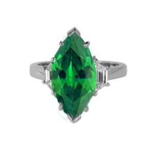   Marquise Cut Emerald & VS Diamond Engagement Ring 18k Gold Jewelry
