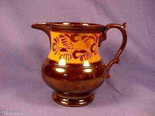Staffordshire Copper Lustre Yellow Band Jug 4 3/4h  