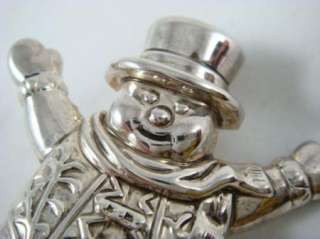 Vintage Retro Silver Frosty Snowman Pin Brooch Signed  