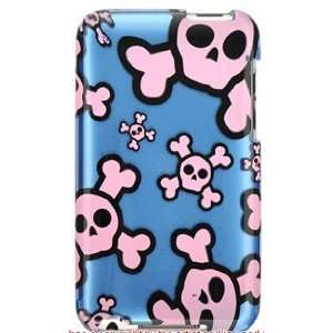  and 3rd Generation Ipod Touch Blue Skull Crystal Case + Clear Screen 
