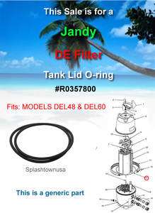 Jandy DE 60, 48 Filter Cover Tank O ring R0357800  
