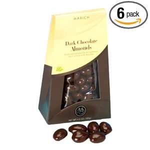 Marich Dark Chocolate Almonds, 4.5 Ounce Boxes (Pack of 6)