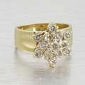 Dazzling Vintage Estate Solid 14K Yellow Gold Diamond Cluster Cocktail 