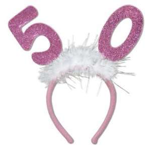    50th Pink Glitter Boppers with Marabou