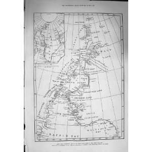    1875 Antique Map Arctic Expedition North Polar Sea