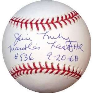 Jim Lonborg Autographed Ball   Inscribed Mantles Last HR #536 92068