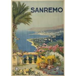   1920 San Remo coastline Italian Vintage Travel Poster