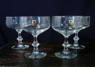 Vtg Belguim Durobor Concorde Champagne Stemware Glasses 4 3/4 high 