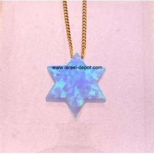  Blue Opal Magen David Opal Star Gold Filled Necklace 